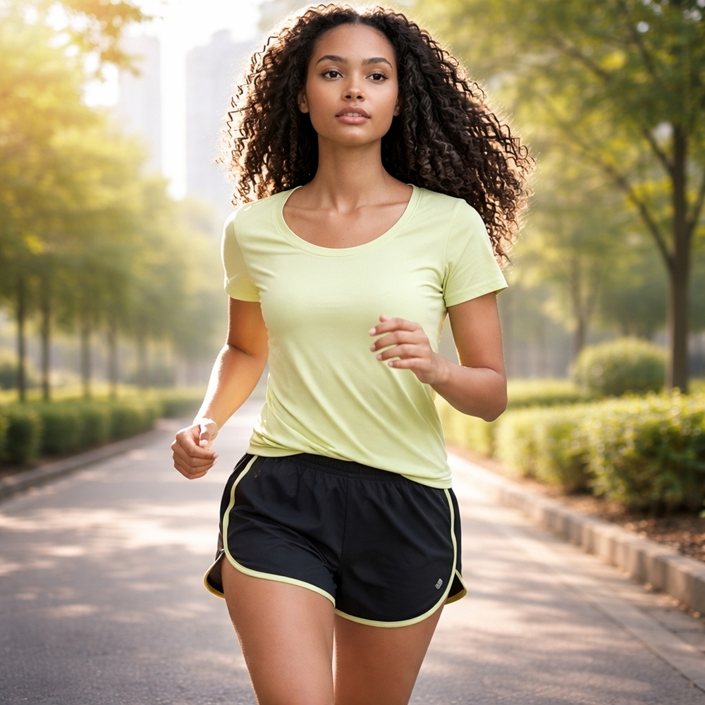 NWT ZELOS Lime Green Black Workout Set Shorts & Tee Small